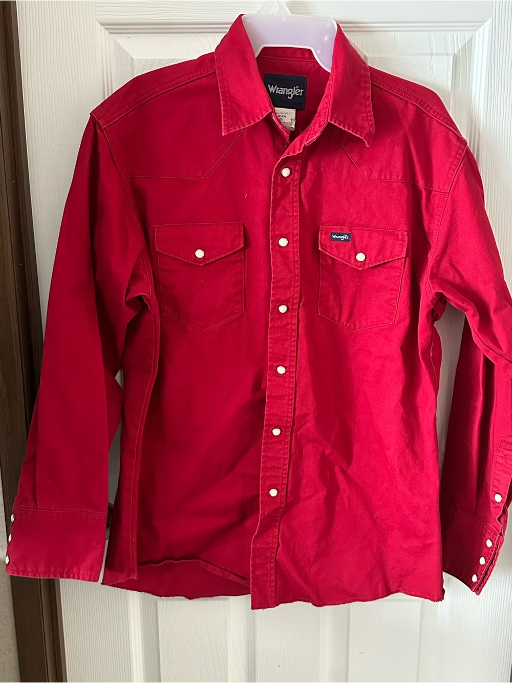 Wrangler Men's Red Western Pearl snap brush-popper